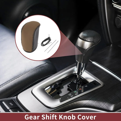 Car Gear Shift Knob Cover for Dodge Journey (2011-2020) - Black Brown Faux Leather