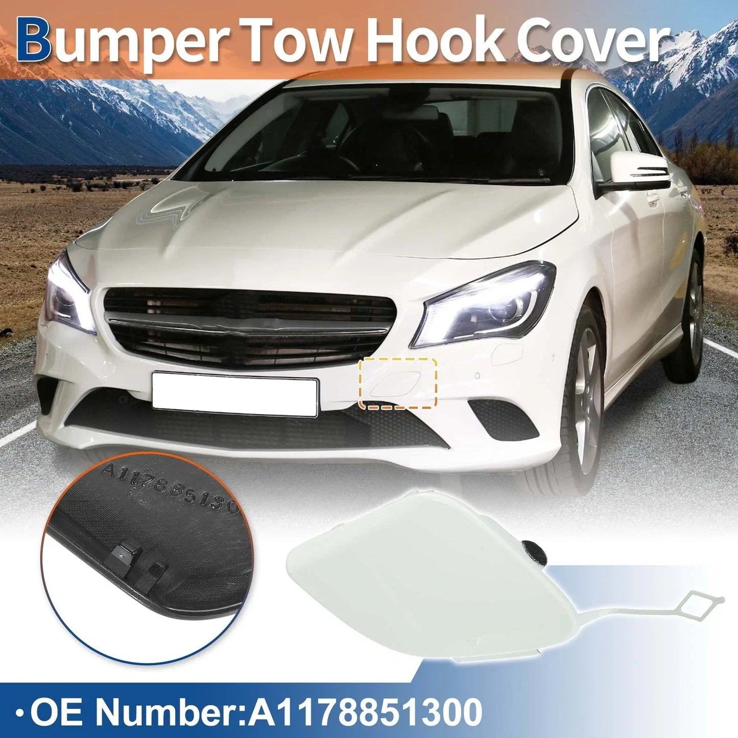 Front Bumper Tow Hook Cover for Mercedes-Benz CLA W117 (2014-2019) White
