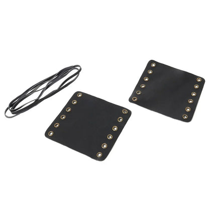 22mm Leather Hand Grip Covers for Universal Motorcycle - Black
