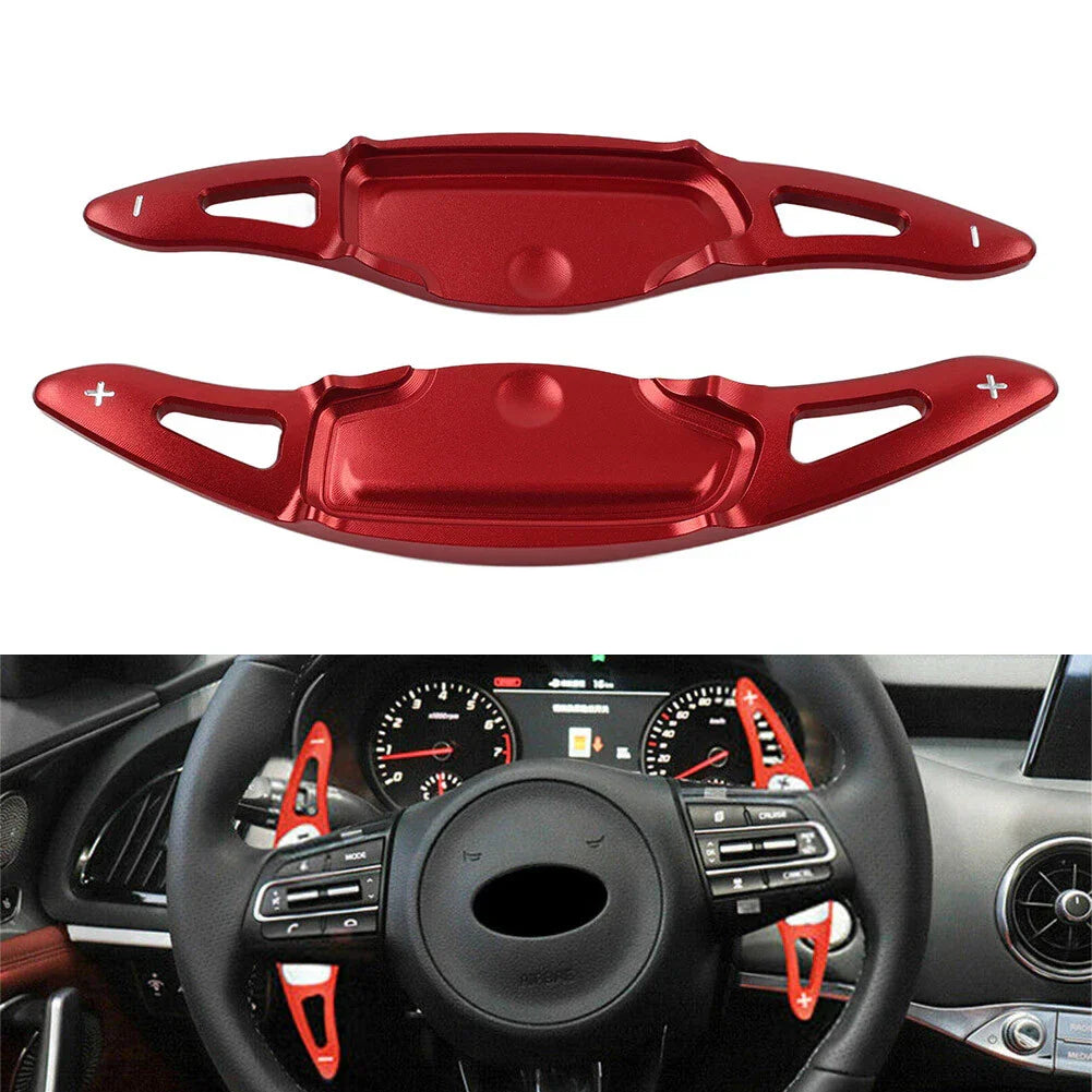 Red Aluminum Steering Wheel Paddle Shifter Extensions for Kia Stinger (18-23)