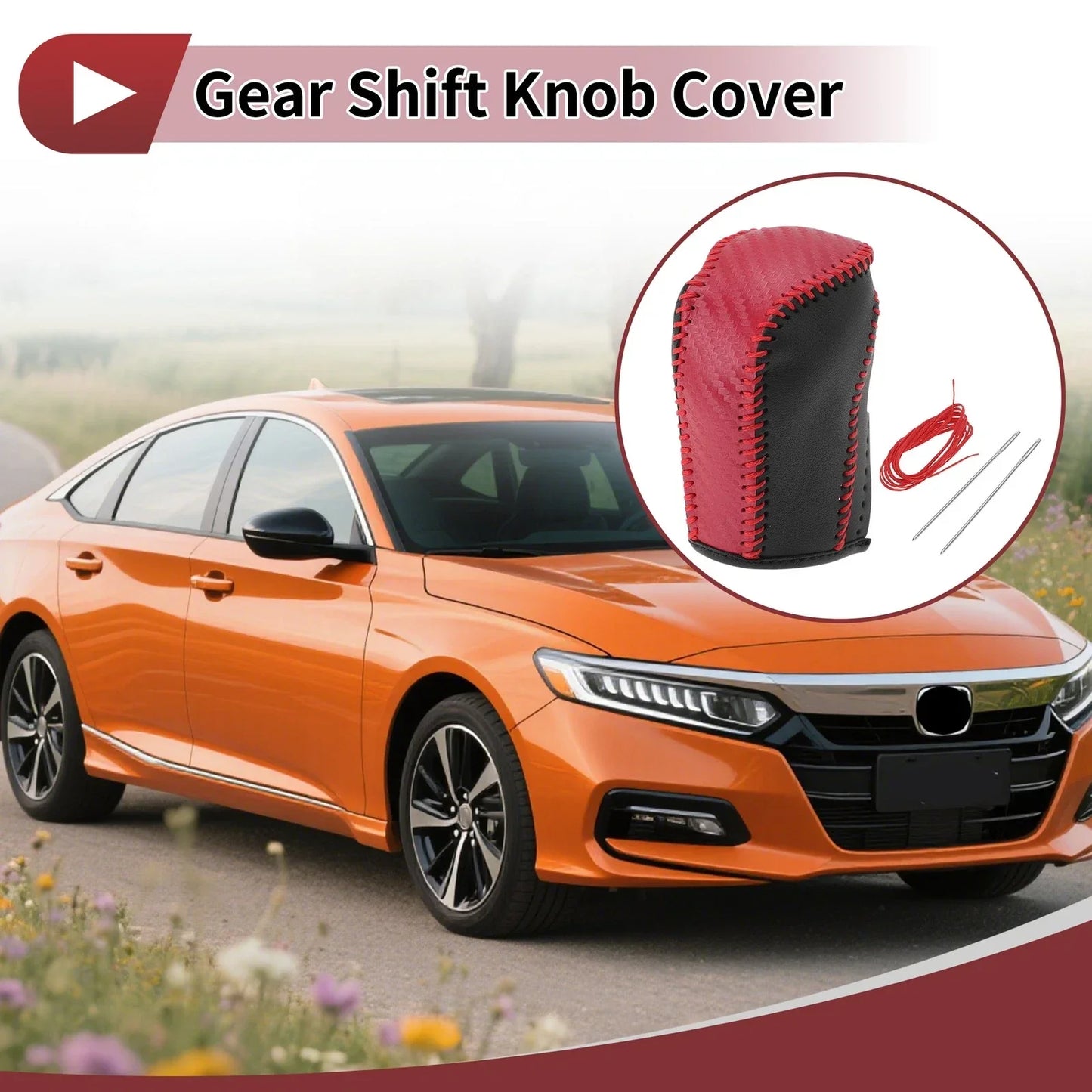 Car Gear Shift Knob Cover for Honda Inspire Red Faux Leather