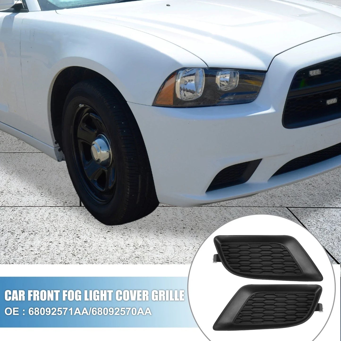 2 x Front Fog Light Grille Covers for Dodge Charger (2011-2014)