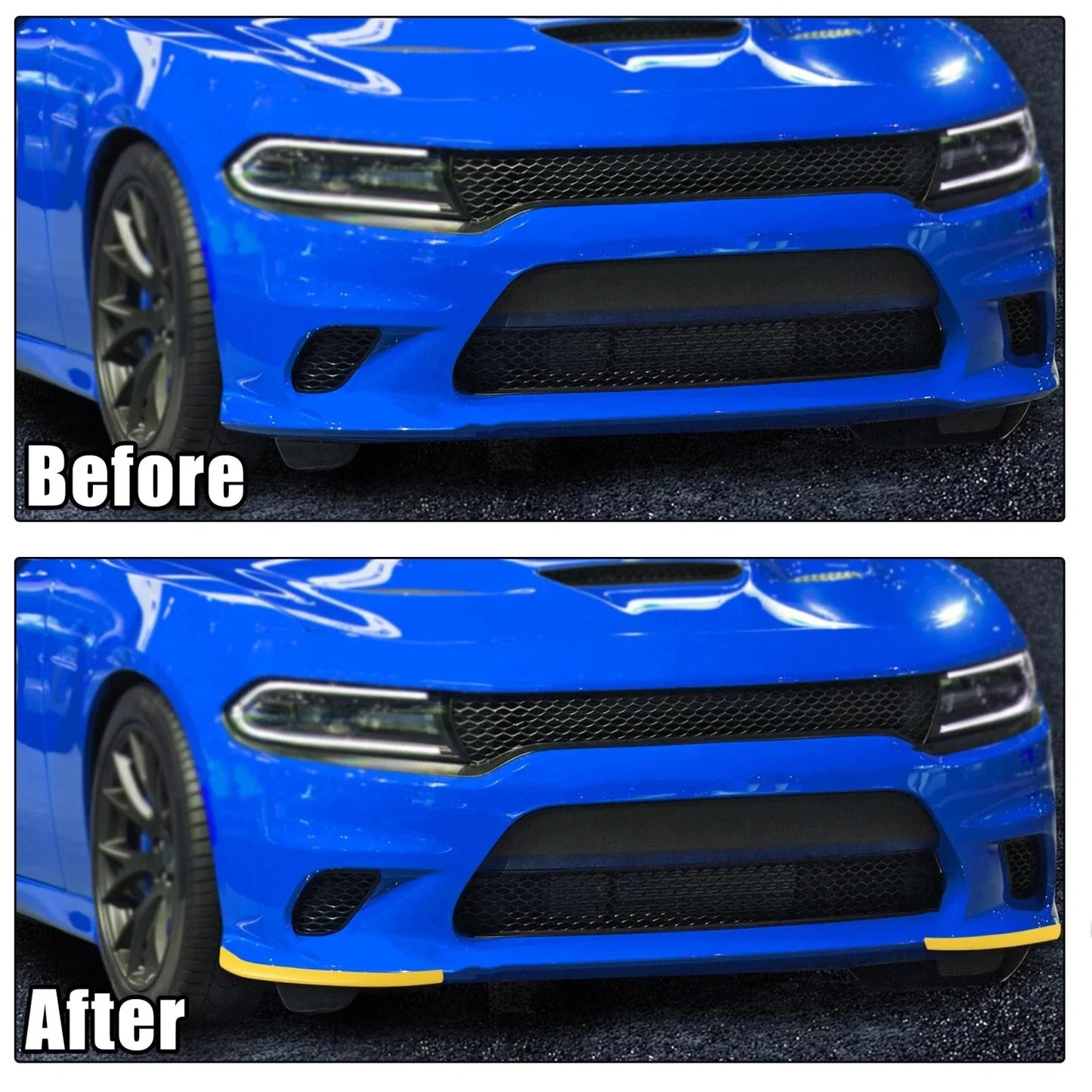 Car Front Bumper Lip Splitter Protector Yellow for Dodge Charger (2015-2023)