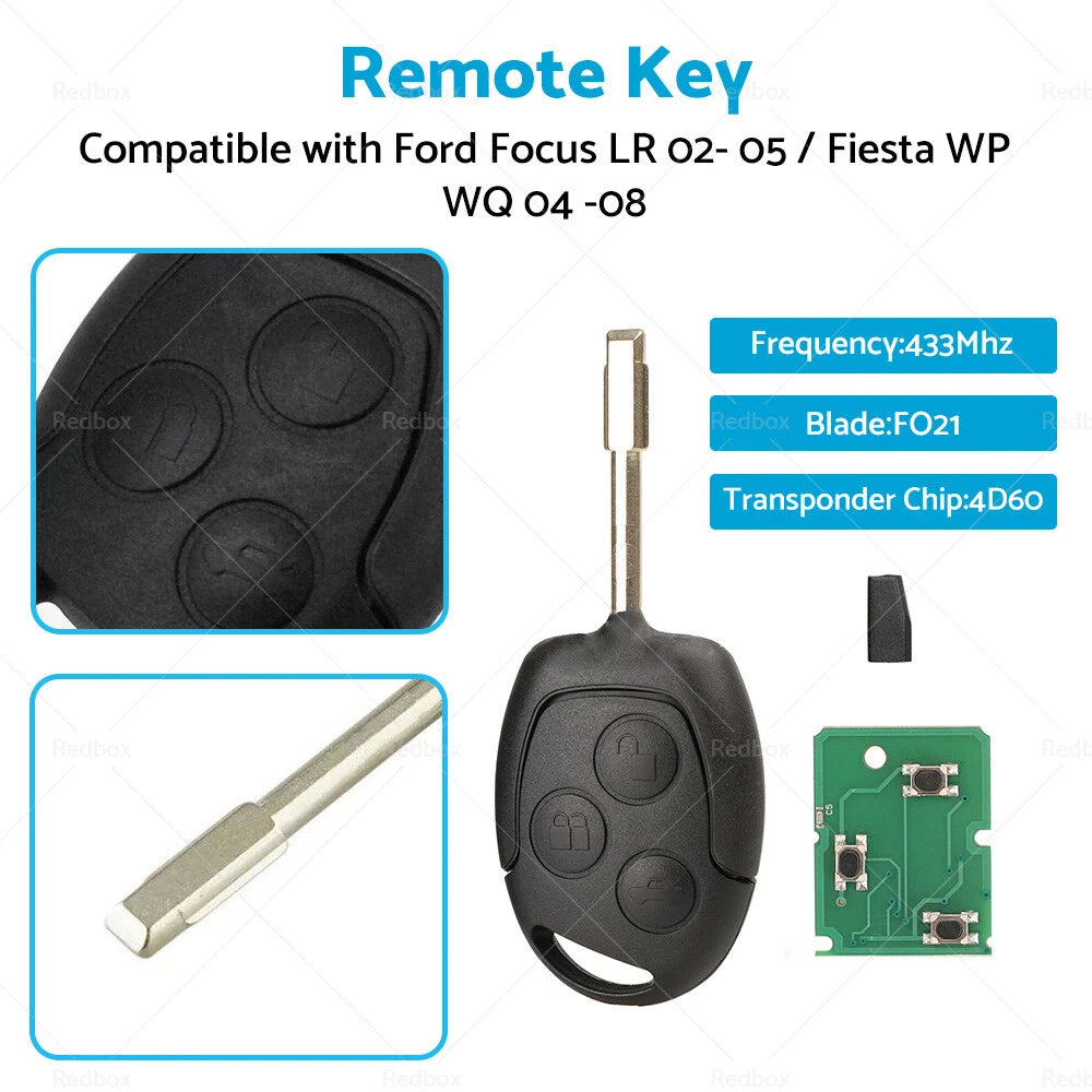 Remote Key 433MHz 4D60 for Ford Focus 2002-2005, Fiesta 2004-2008