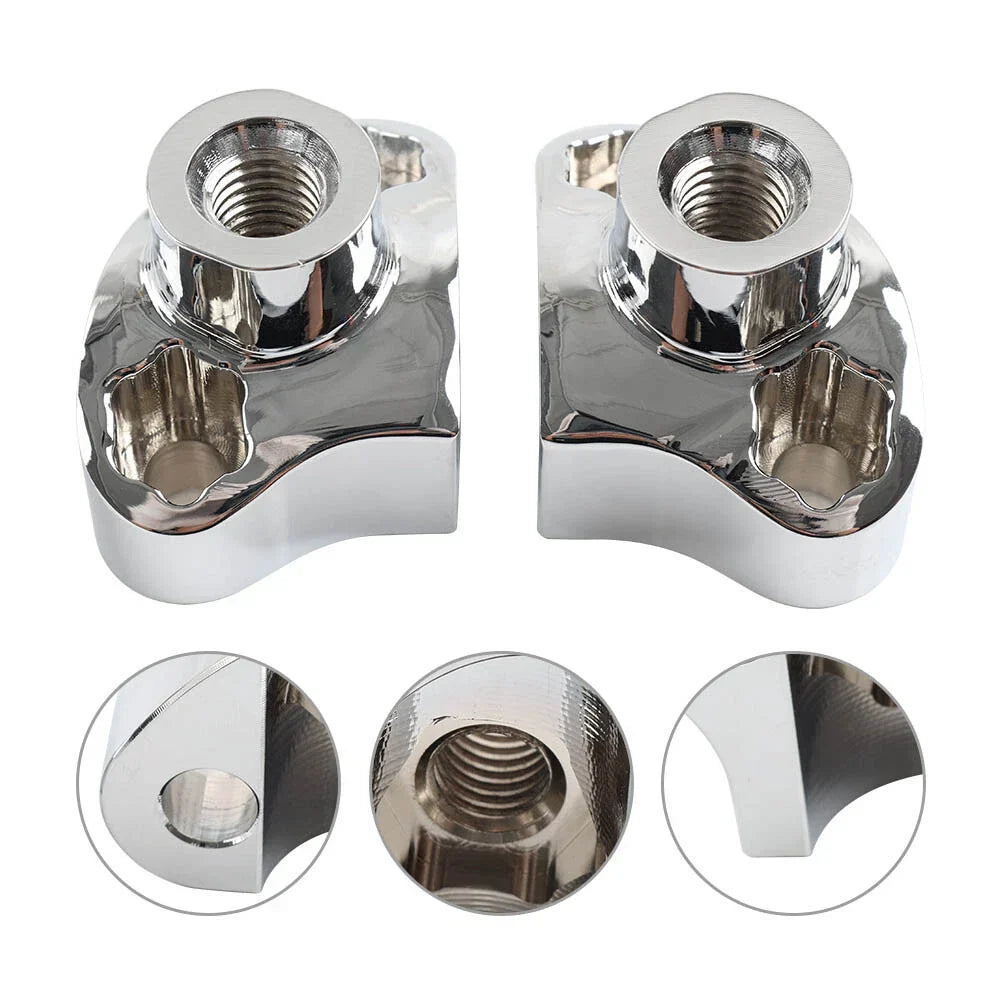 1" CNC Handlebar Risers w/Mount Screws Chrome for Harley Davidson