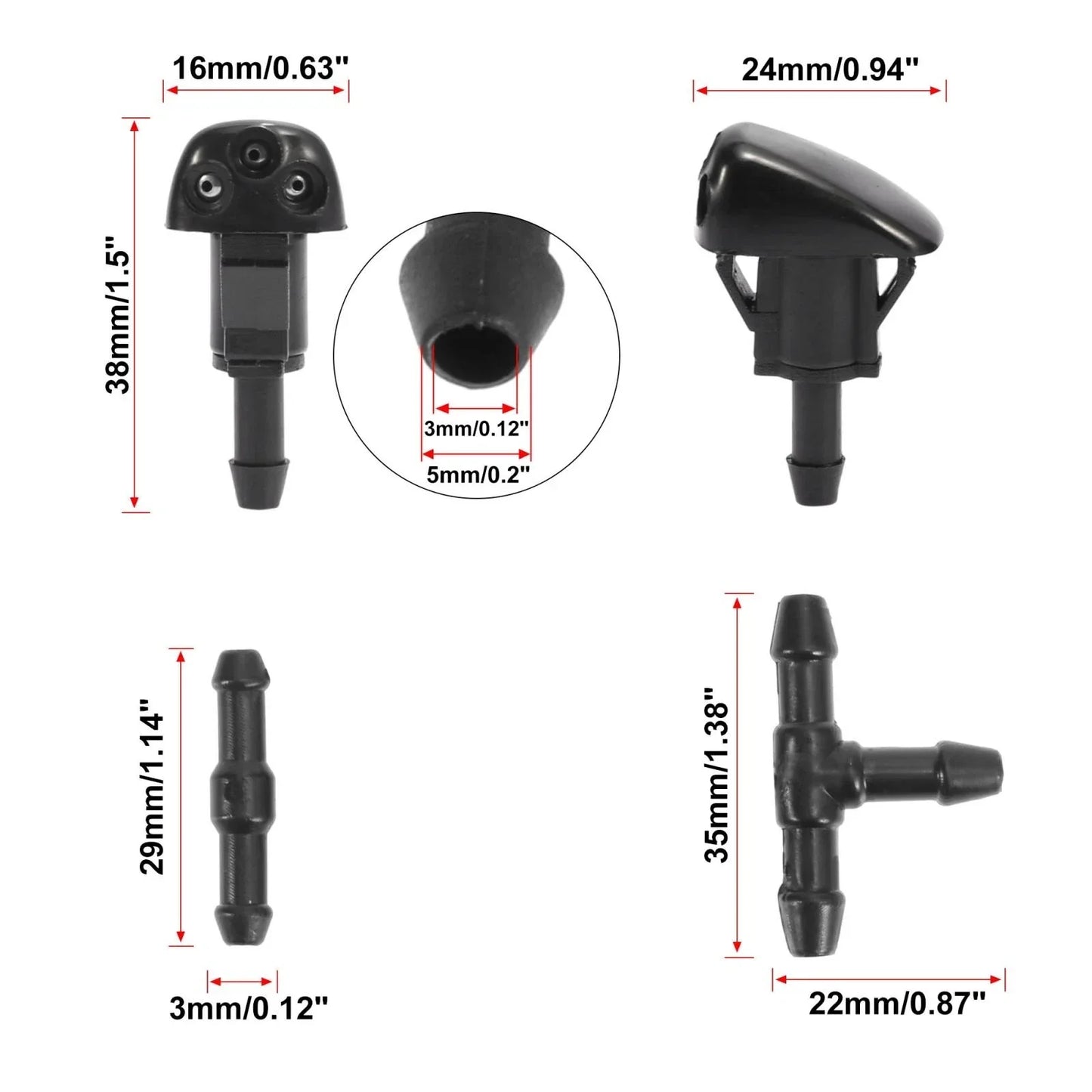 7 x Windshield Wiper Fluid Squirter Nozzles for Hyundai Tiburon (2003-2008)