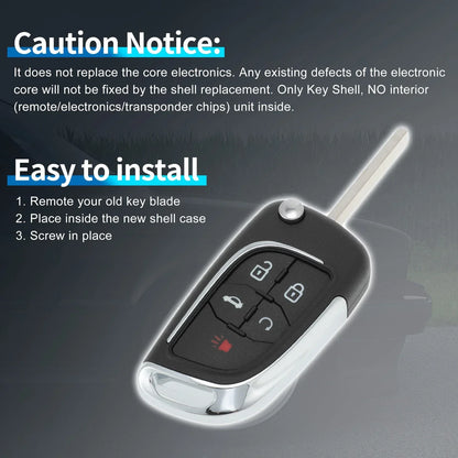 Keyless Key Fob Shell Case for Chevrolet Camaro Equinox (2010-2019)