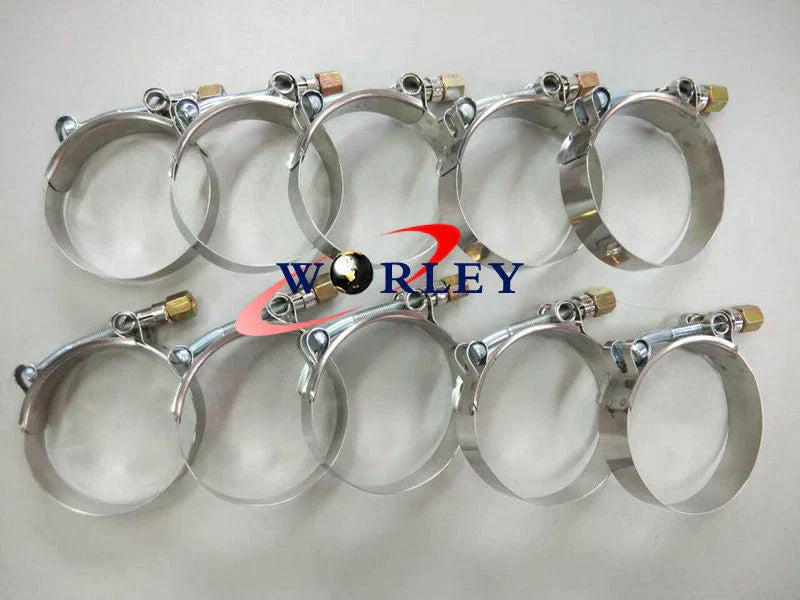 10 x 4" Stainless Steel T-Bolt Silicone Hose Clamps