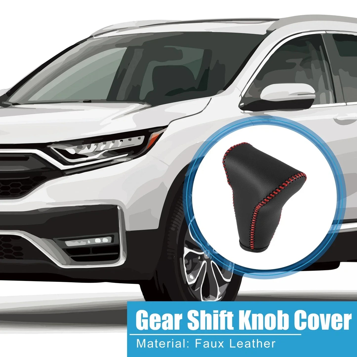Gear Shift Lever Cover for Honda CR-V 2017-2022 Black Faux Leather Red Line