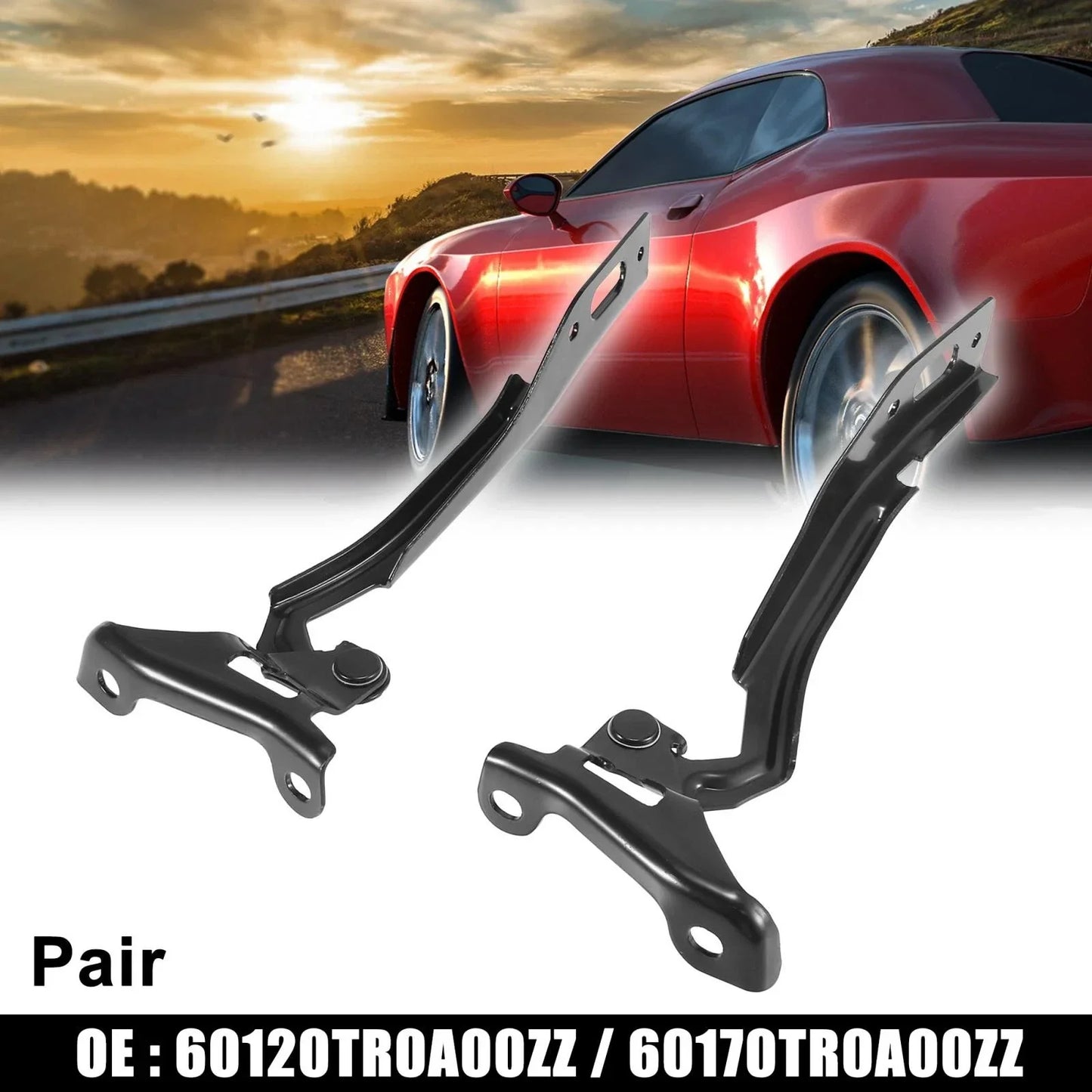 Hood Hinges 2 x for Honda Civic (60120TR0A00ZZ, 60170TR0A00ZZ)
