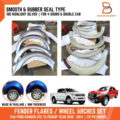 18G Silver Fender Flares for Ford Ranger Ute T6 PX (2012-2015)