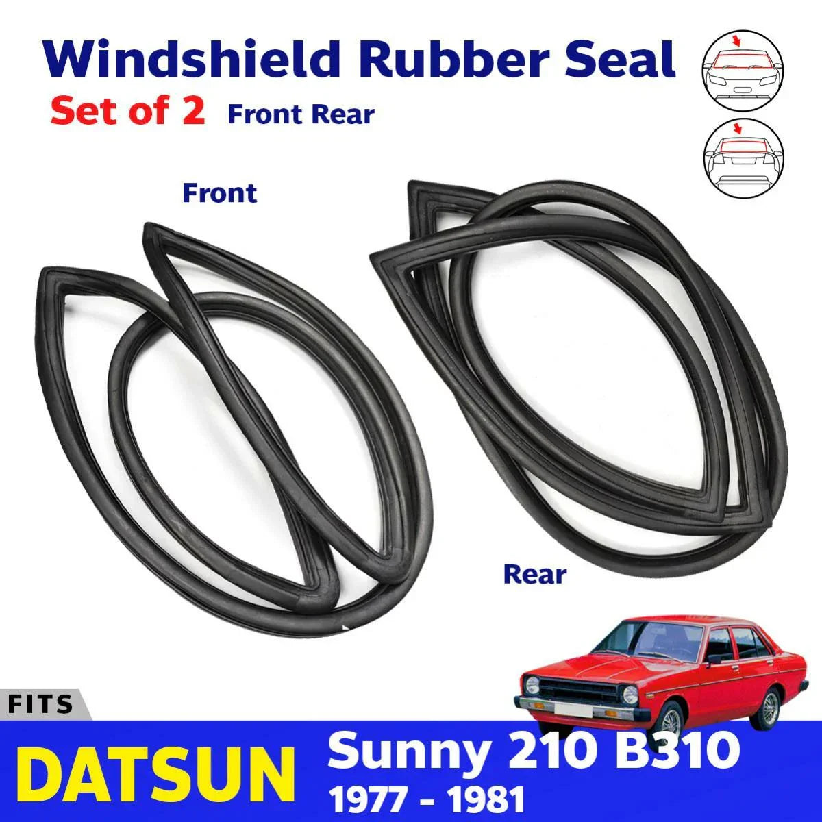 Windshield Rubber Weatherstrip Front Rear Fits Datsun Sunny B310 4D Sedan 77-81