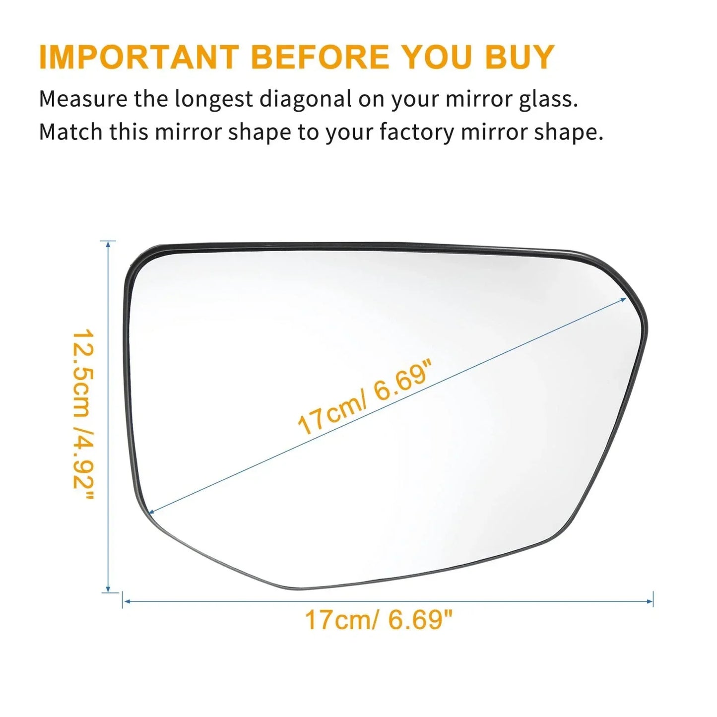 Heated Right Passenger Side Mirror Glass for Honda Civic (2016-2023)
