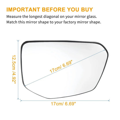 Heated Right Passenger Side Mirror Glass for Honda Civic (2016-2023)