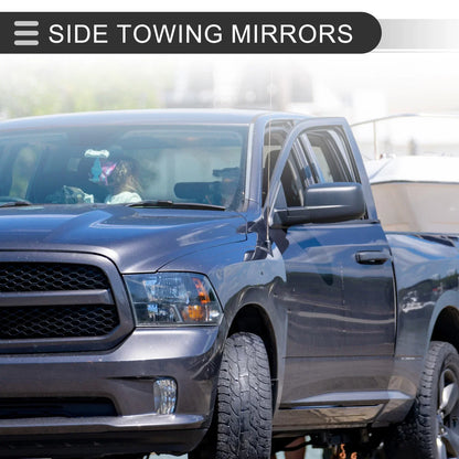 Tow Mirrors for Dodge Ram 1500 with LED Turn Signal Light Silver Tone (2009-2018)