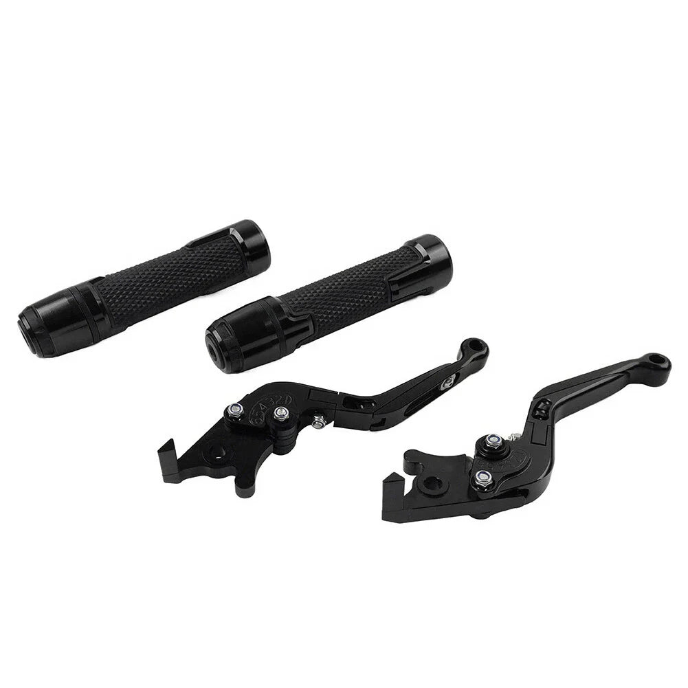 Black Extendable Brake Clutch Levers Grip Set for Kawasaki Z650 Z900 (2017-2023)