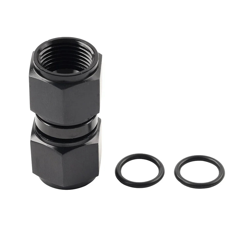 8AN Female to Female Swivel Coupler Union Fitting Adapter Aluminum Black