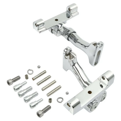 Chrome/Blk Passenger Adjustable Footboard Mount for Harley Touring (1993-2025)