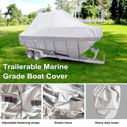 Jumbo 600D Polyester Waterproof Boat Cover for 17-19ft Trailerable Boats