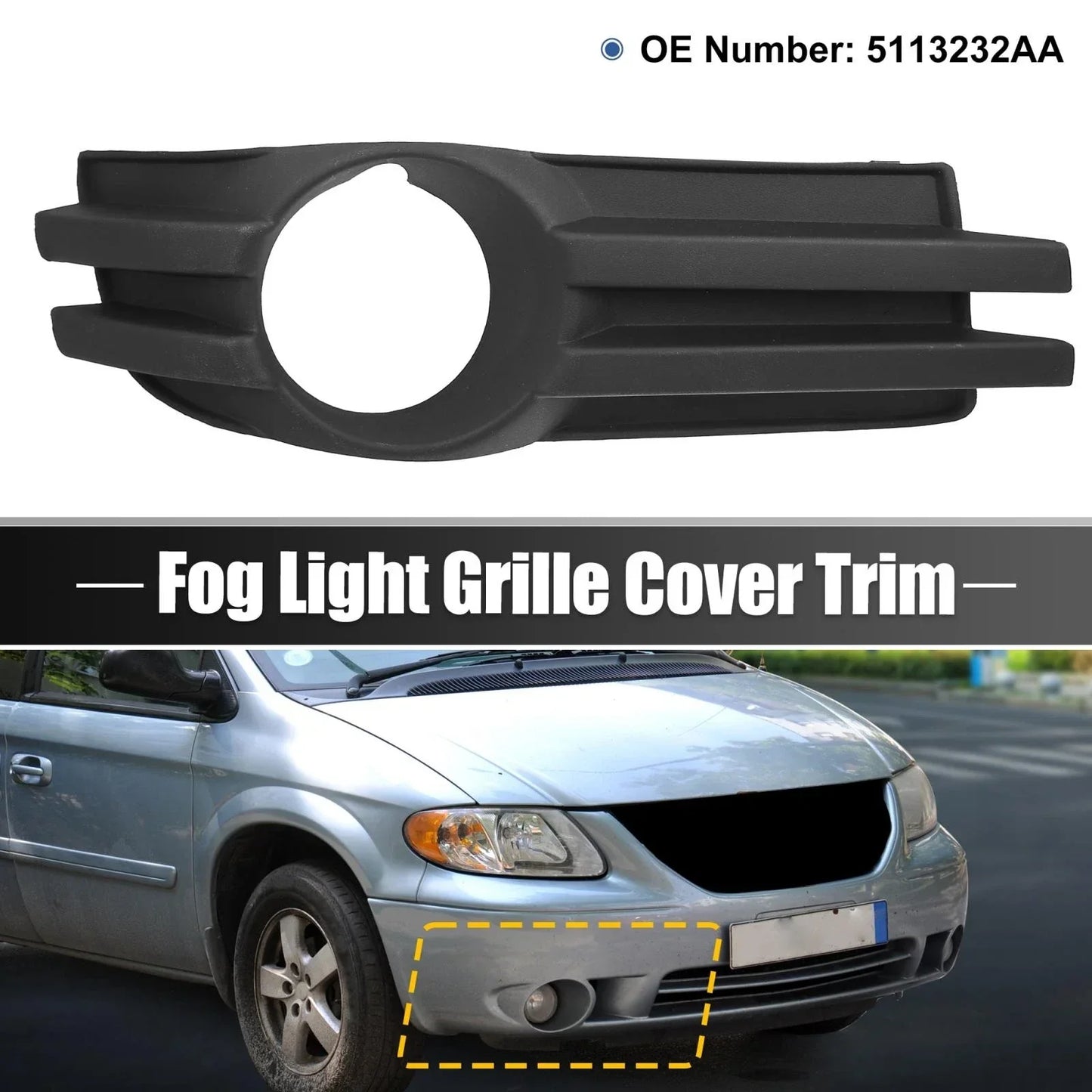 Front Right Fog Light Grille Cover for Dodge Grand Caravan (2008-2010)
