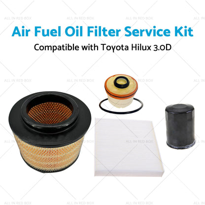 Air Fuel Oil Filter Service Kit for Toyota Hilux KUN26R Diesel (2005-2015)