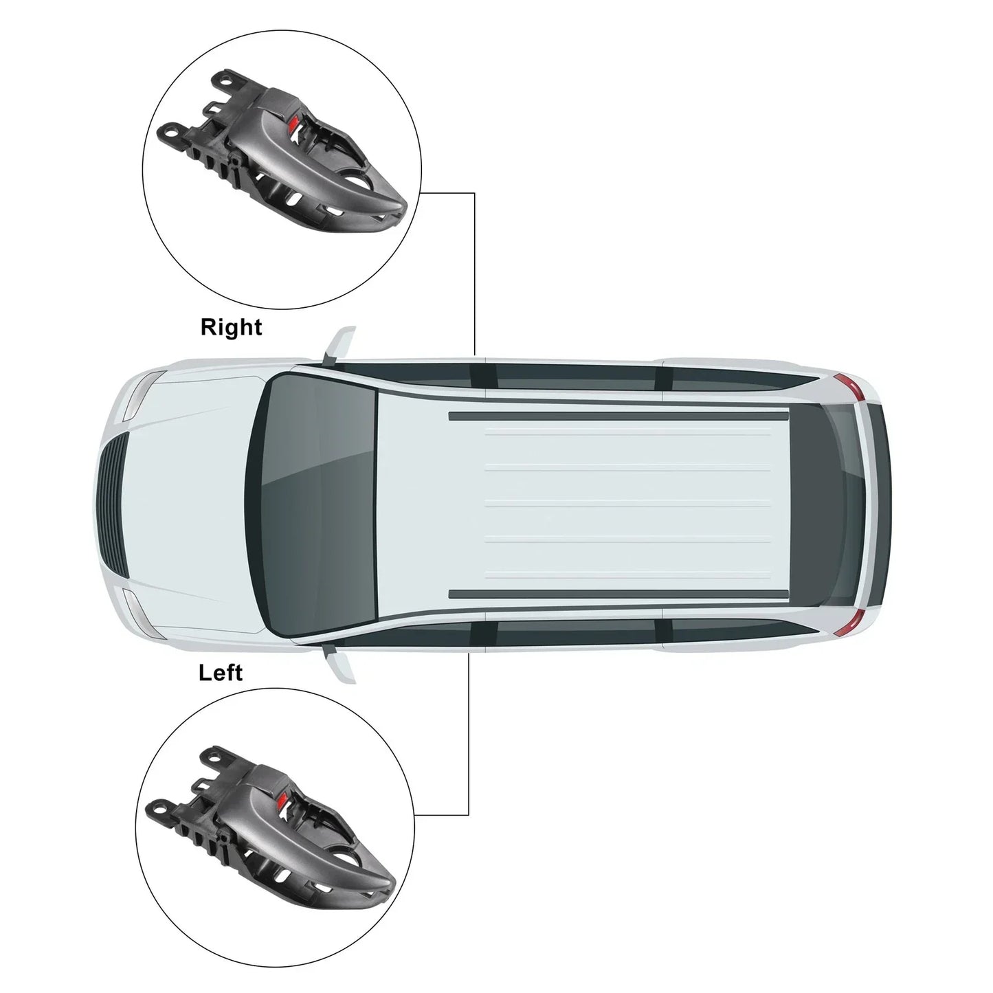 2 x Left Right Interior Door Handles for Hyundai Elantra (2011-2016)