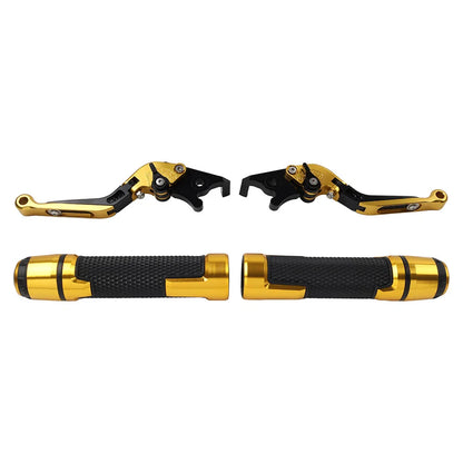 Gold Extendable Brake Clutch Levers & Handlebar Grips for Aprilia Tuono V4