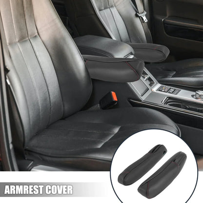 Car Front Seat Armrest Cover Black with Red Line for Honda CR-V (2010-2011)