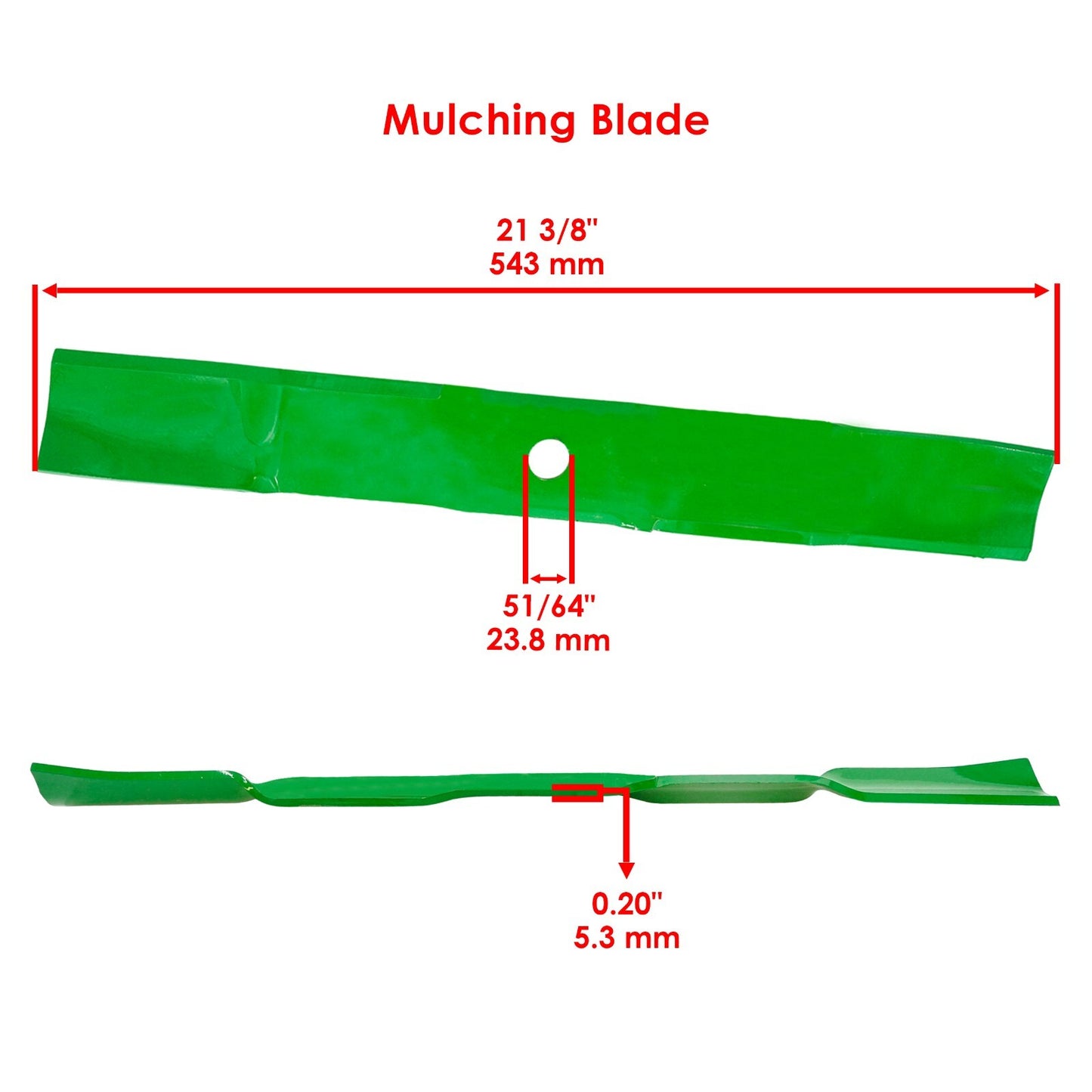 Deck Mulching Blade 21 3/8 in Circle Hole for John Deere (42 in Deck) (2010–2018)