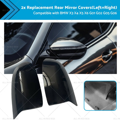 Black Rear Mirror Cover Caps for BMW G01 G02 G05 G06 X3 X4 X5 X6