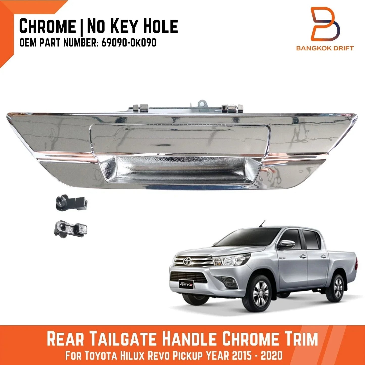 Chrome Rear Tailgate Handle for Toyota Hilux Revo (2015-2020)