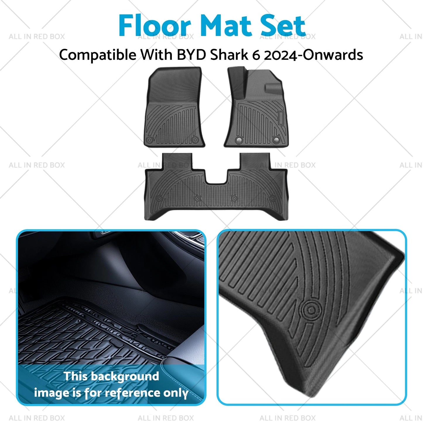 TPE Heavy Duty 3D Floor Liners for BYD Shark 6 (2024+) Waterproof Mats