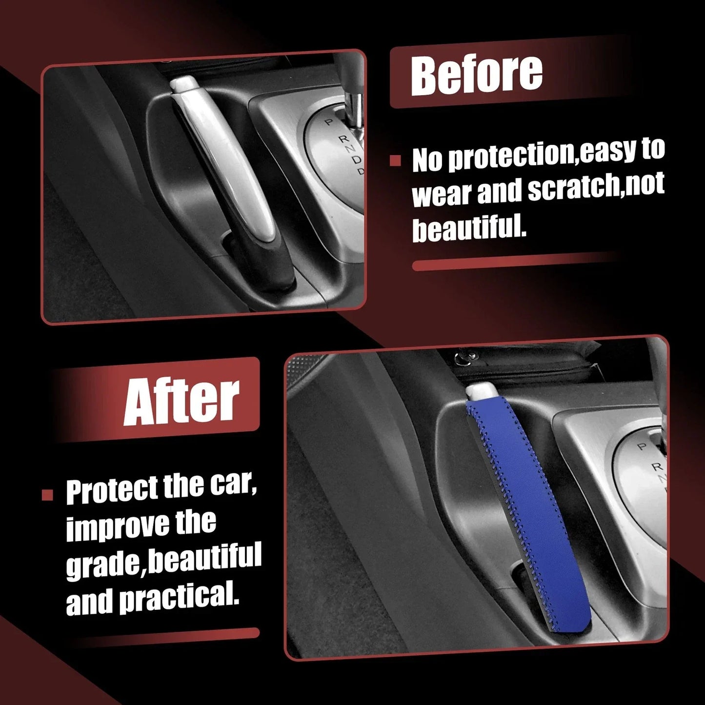 Faux Leather Handbrake Cover for Honda Civic 2006-2011 Black Blue