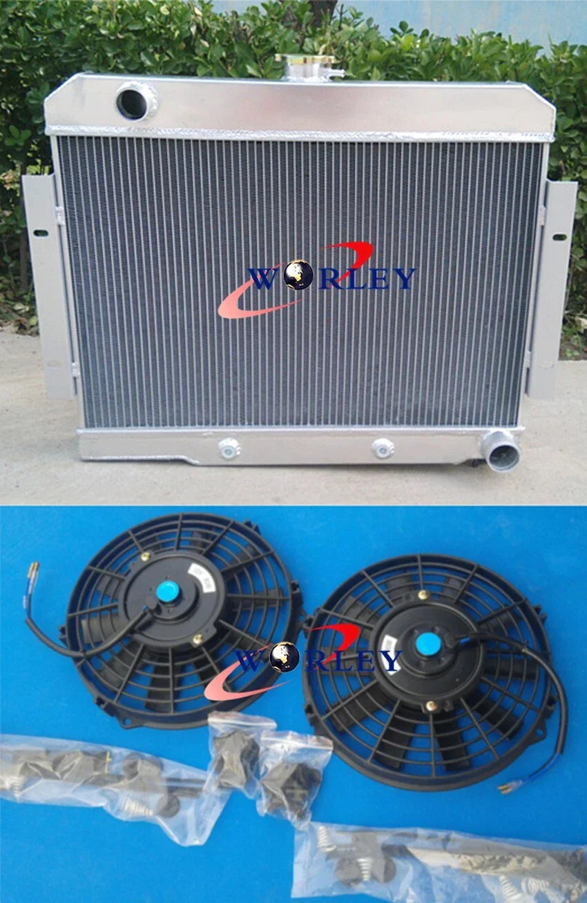 3 Row Aluminum Radiator + Fans for Jeep CJ5 CJ6 CJ7 (1972-1986)
