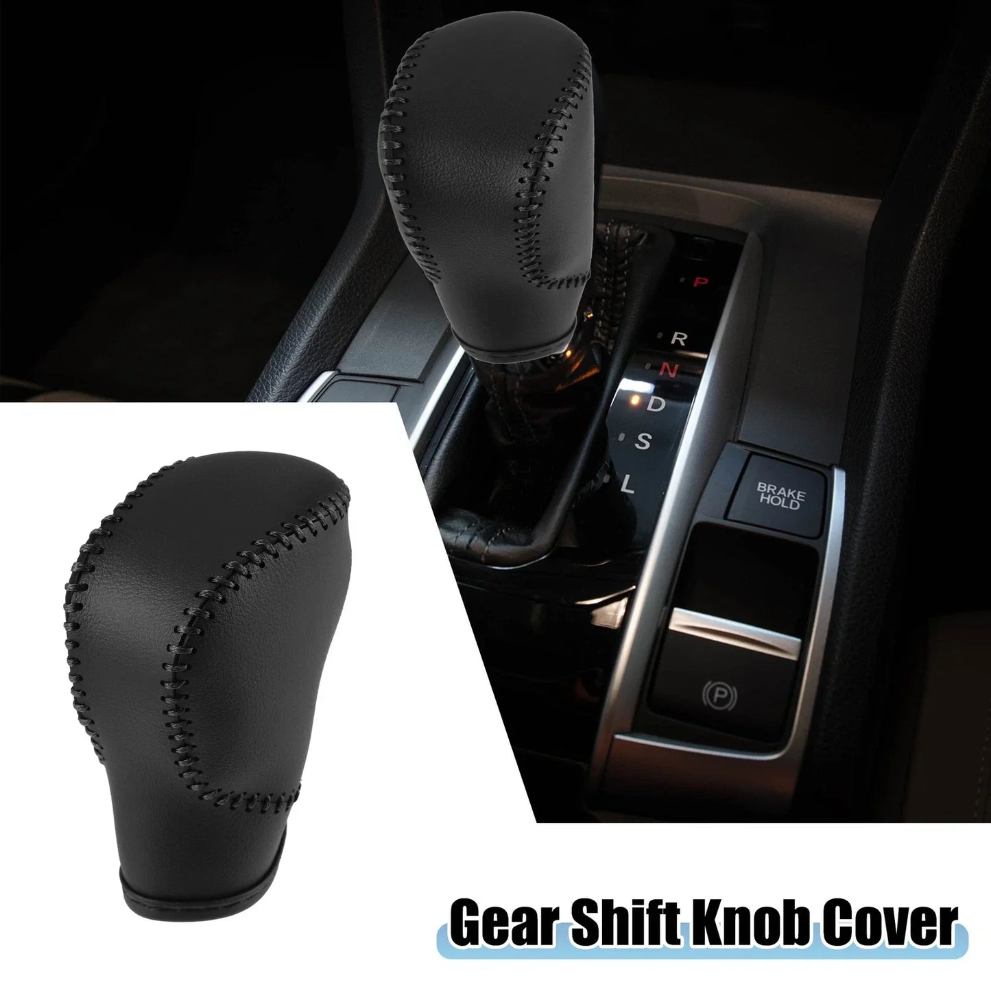 Gear Shift Lever Cover for Honda 11th Civic 2022-2023 Black Faux Leather