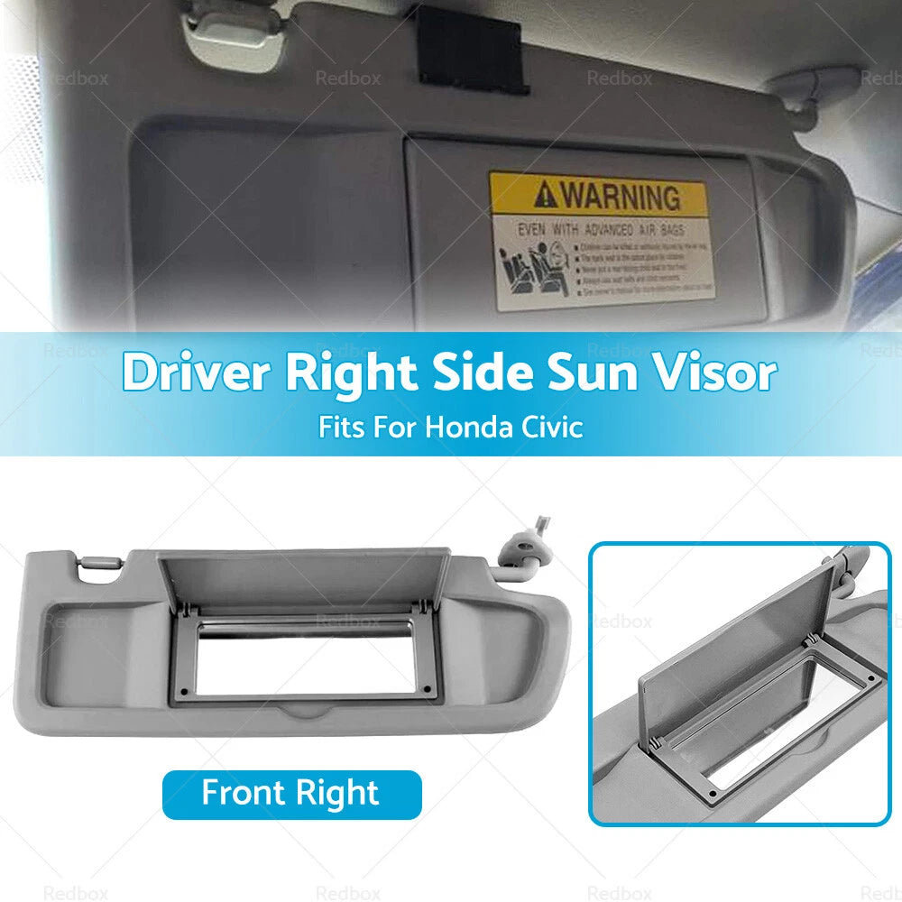 D.Grey RH Driver Side Sun Visor for Honda Civic Sedan (2006-2012)