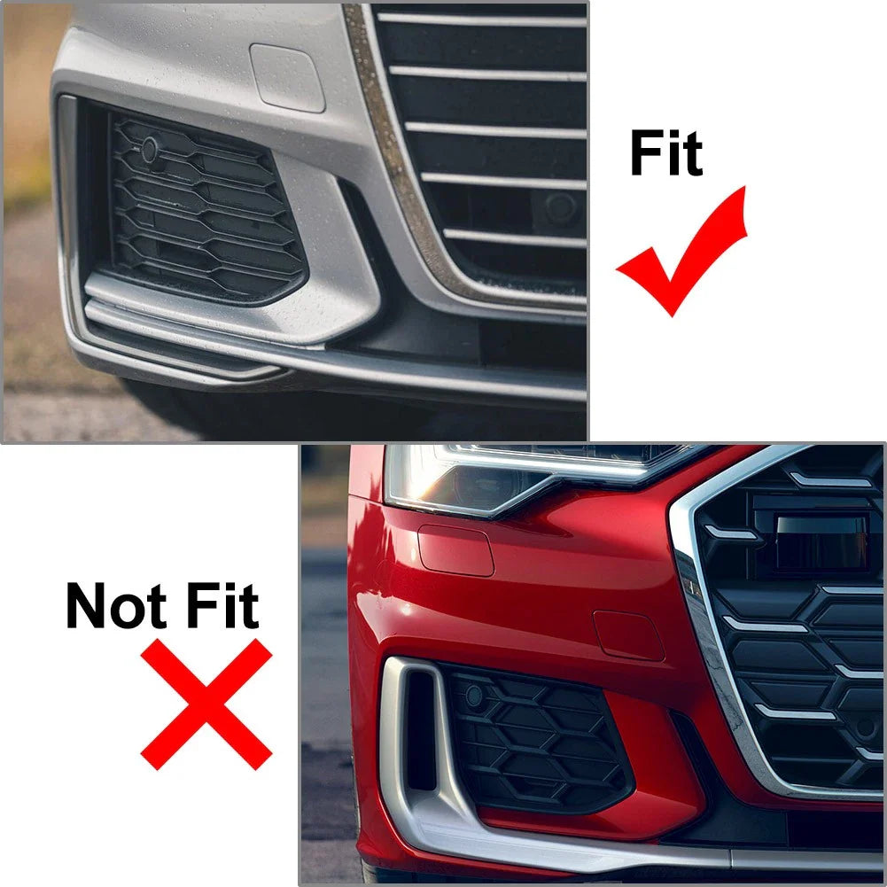 Left Front Bumper Fog Light Grille Cover Matte Black for Audi A6 S6 (18-24)