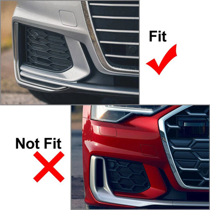 Left Front Bumper Fog Light Grille Cover Matte Black for Audi A6 S6 (18-24)