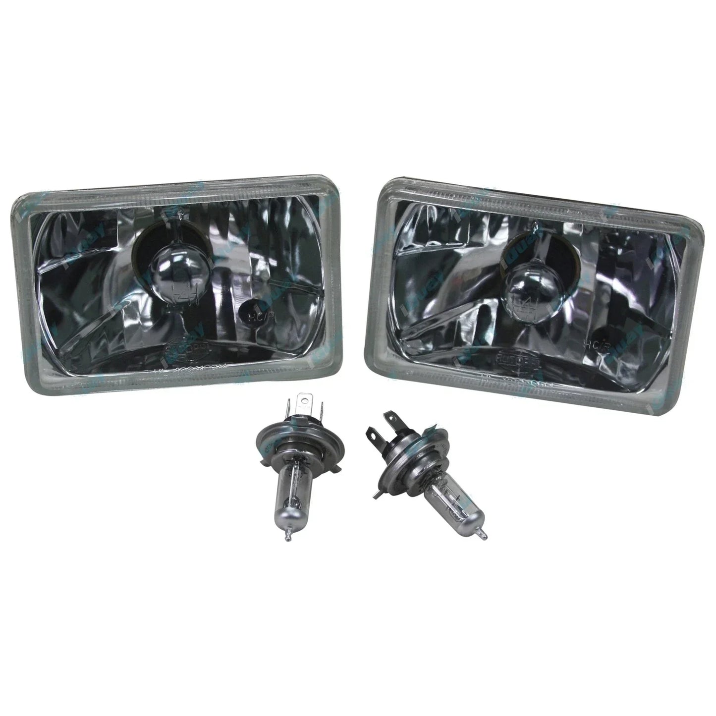 Rectangle 165mm x 100mm Crystal Headlights Lamp Halogen Conversion Kit H4 60/55w