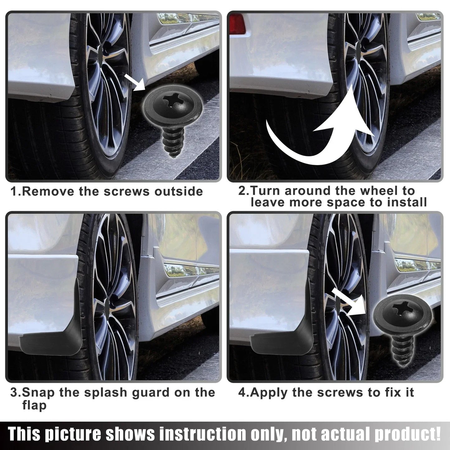 Mud Flaps Splash Guards for Honda Accord (Fits All Years) - 1 Set Black