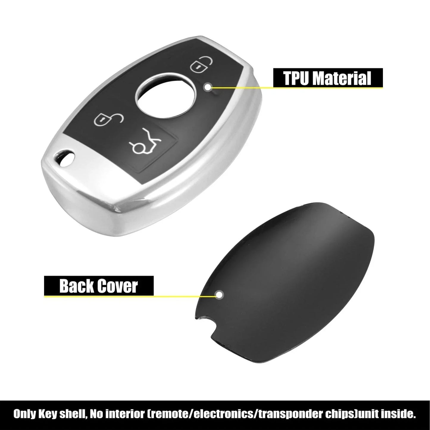Car Key Fob Cover Remote Case Silver for Mercedes Benz C E S M CLS G