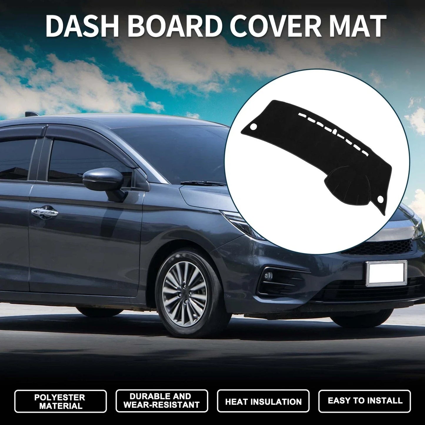 Dashboard Cover Mat for Honda City Grace 2008-2013 Sun Protector Black