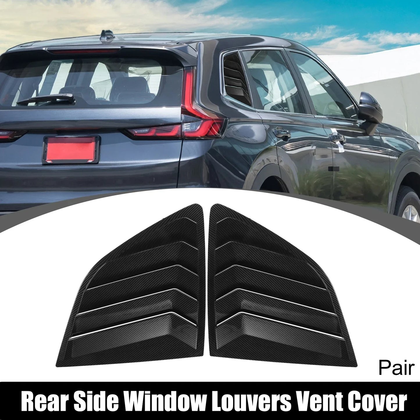 Rear Side Window Louvers Vent Cover for Honda CRV (2023) Carbon Fiber Pattern