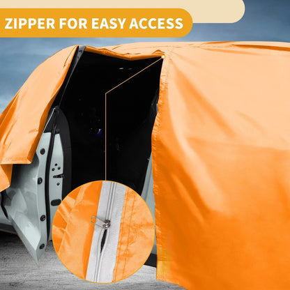 Waterproof All Weather Car Cover for Hyundai Kona (2018-2023) - Orange 210D-PU