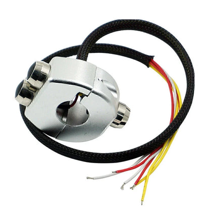 7/8" Motorcycle Handlebar Silver Switch Momentary Button 12V