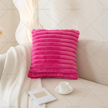 Faux Fur Plush Pink Pillow Cushion Covers for Sofa Couch Bedroom
