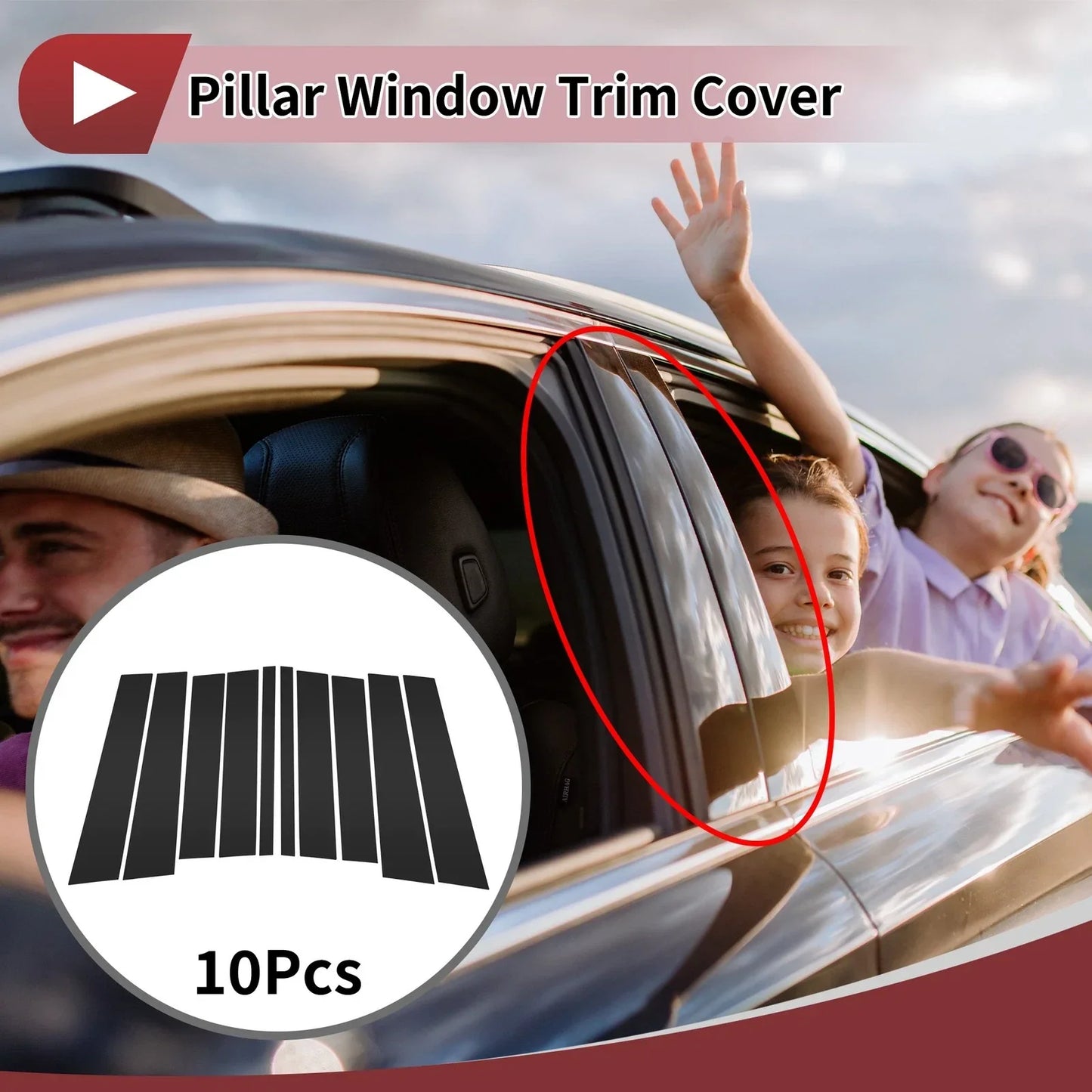 10 x Car Door Pillar Window Trim for Mercedes-Benz GL-Class (2007-2012) Black