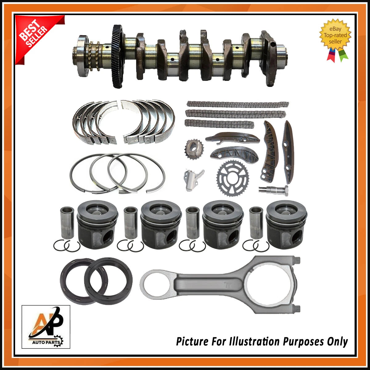 Crankshaft Piston Connecting Rod Kit for BMW 2.0 Diesel N47 (2007–2015)