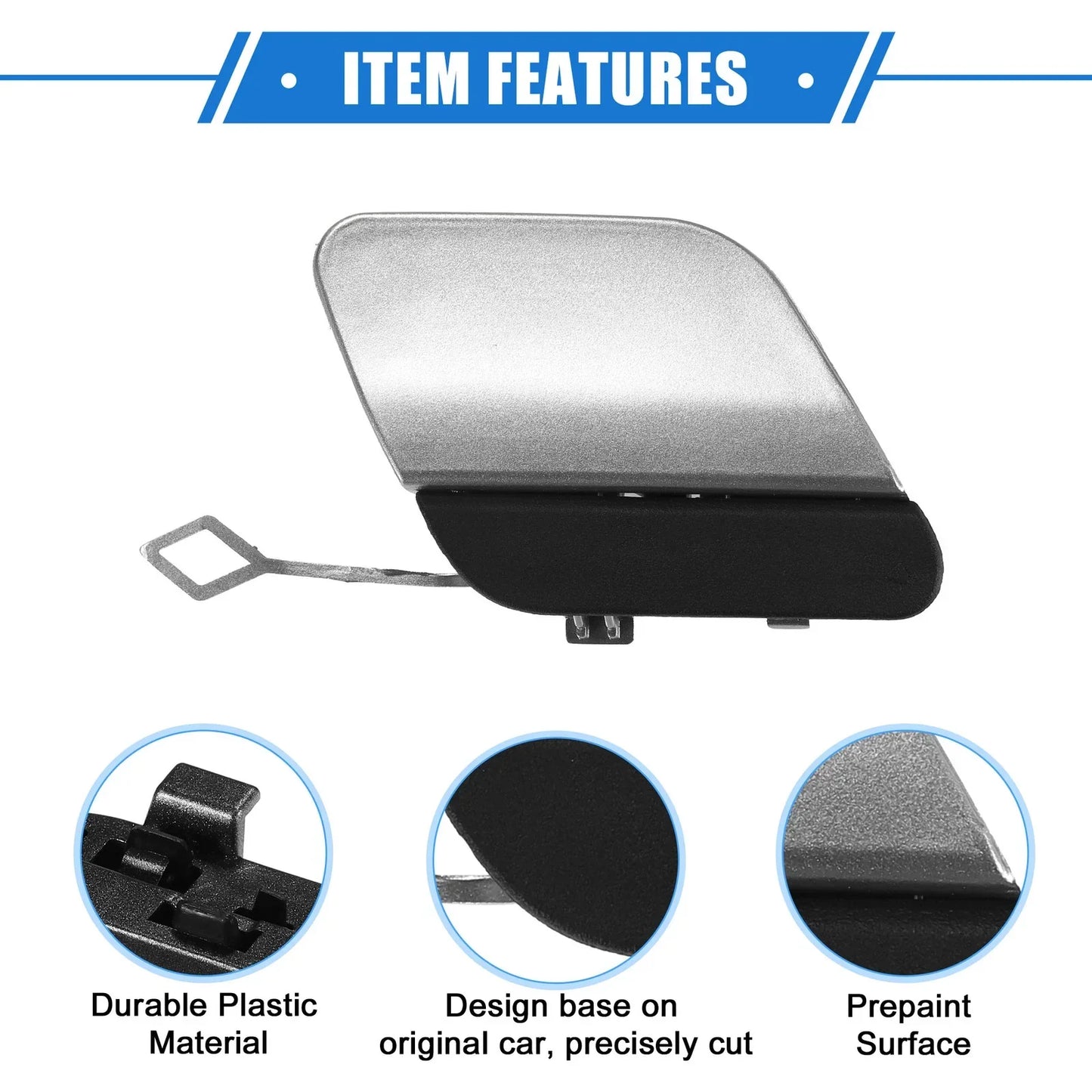 Car Rear Bumper Tow Hook Cap for Mercedes-Benz E450 (2019-2020) Silver Tone
