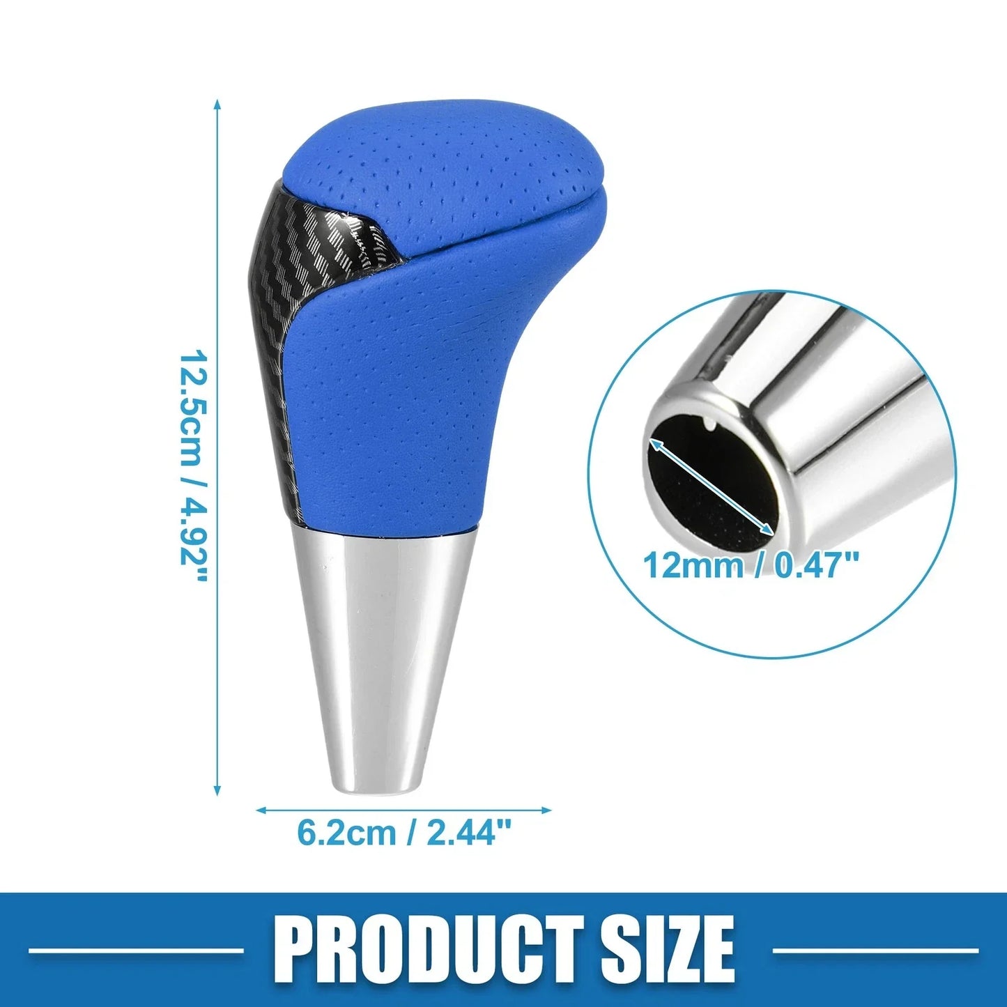 Carbon Fiber Gear Shift Knob for Toyota - Punched Faux Leather, Blue